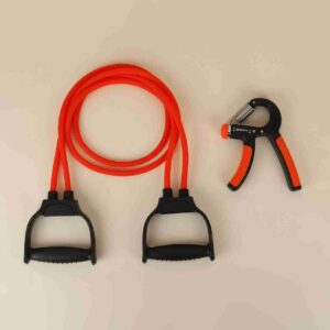 ADONYX Toning Tube with D Handle Fitness Rope and Hand Grip for Body Workout Fitness Accessory Kit Kit